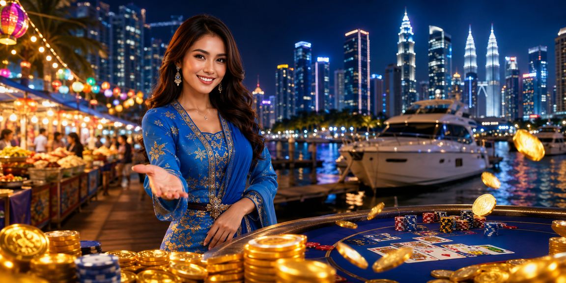 Pemain baccarat berbaju kurung menikmati suasana permainan kasino mewah di Kuala Lumpur